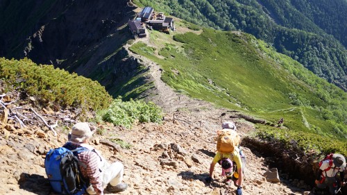 赤岳から赤岳展望荘までの稜線