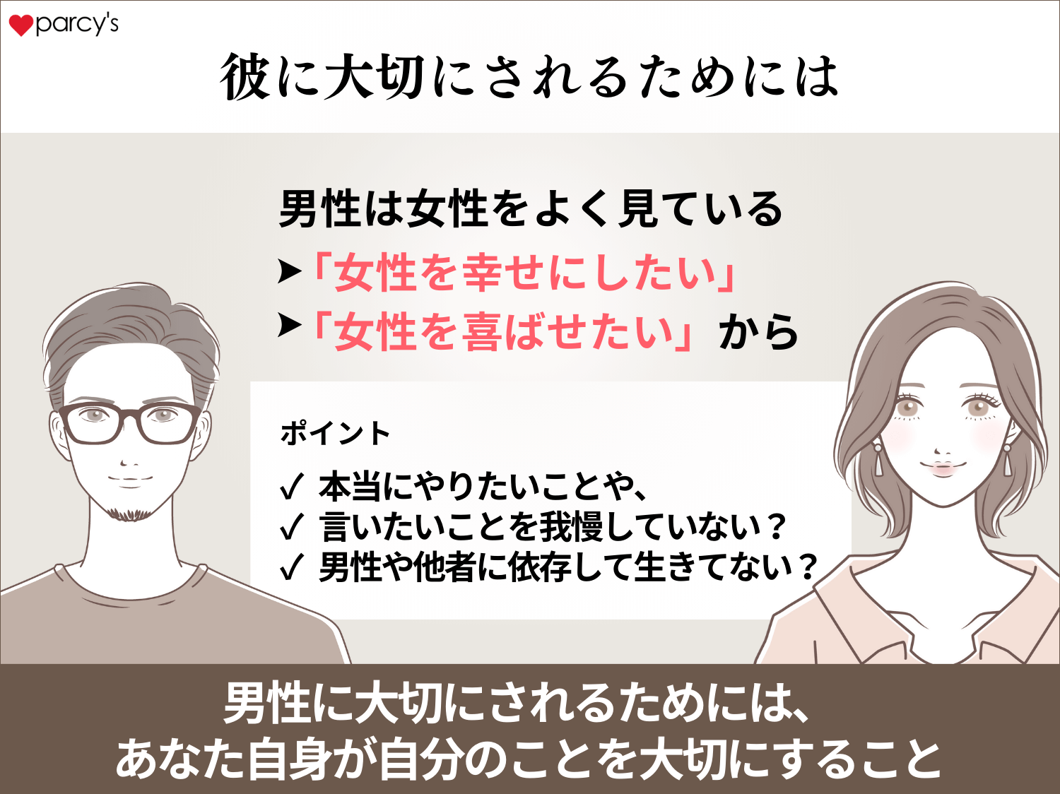 彼に大切にして欲しいならば、自分自身を大切にすることが必要