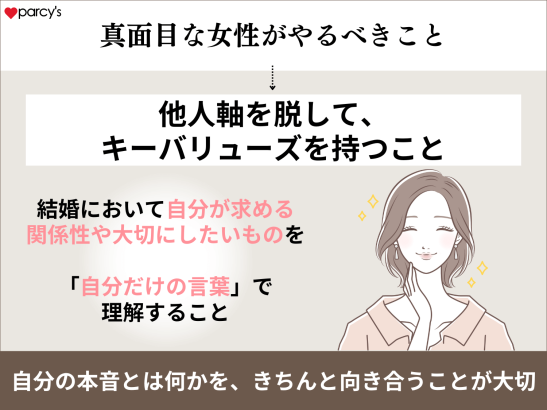 真面目な女性がまずやるべきは、常識や世間ではない自分だけの軸（＝自分軸）を持つこと