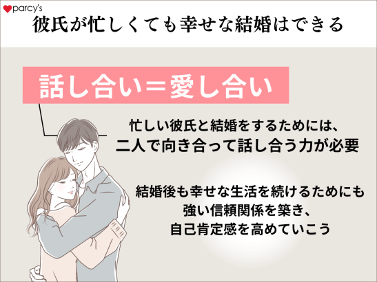 彼氏が忙しくても結婚はできる！自己肯定感と彼との信頼関係を高めて、ずっと溺愛され続ける幸せな結婚を叶えよう。