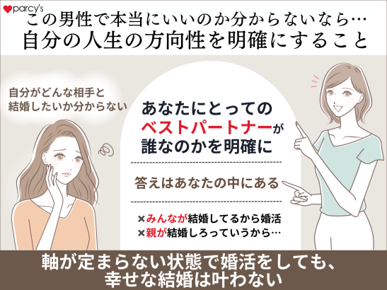 この男性で本当にいいのか分からない、自分の人生の方向性を明確にすること