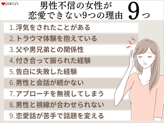 男性不信の女性が恋愛できない9つの理由