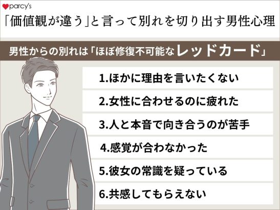 価値観が違うといって別れを切り出す男性心理