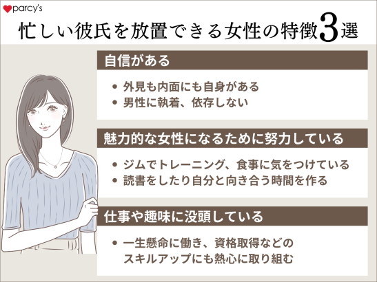 忙しい彼を放置できる女性の特徴3選