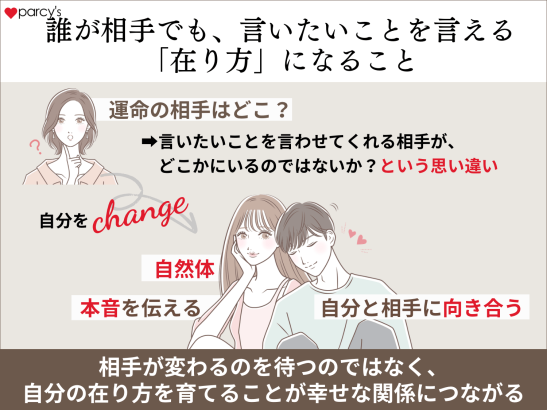 言いたいことを言わせてくれる相手を探すのではなく、誰が相手でも言いたいことを言える「在り方」になること