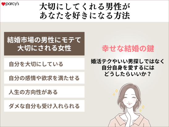 自分で自分を愛している人は、愛してくれて大切にしてくれる男性があなたを好きになる