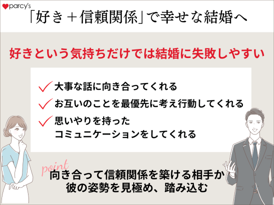 「好き＋信頼関係」で幸せな結婚は実現できる！