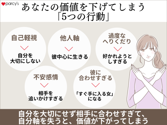 恋愛や婚活であなたの価値を下げてしまう「5つの行動」
