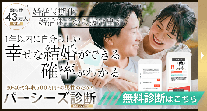 43万人が診断　婚活長期化・迷子から抜け出し結婚できる確率　パーシーズ診断